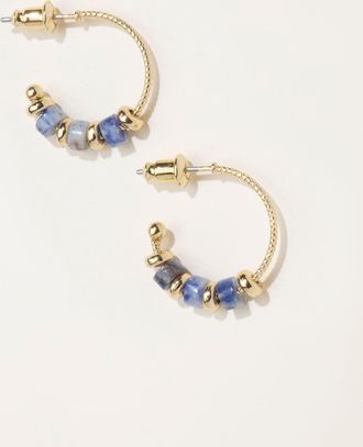 Fat Face FatFace Stone Hoop Earrings in Blue