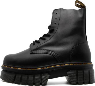 Dr. Martens Audrick Nappa Lux Platform Enkellaarsjes - Dames - Veterlaarzen - Zwart - 40 EU - Leer - Schoenen