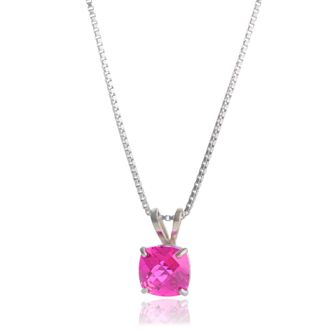 MAX + STONE Sterling Silver Cushion Cut Gemstone Pendant Necklaces with 18 inch Box Chain