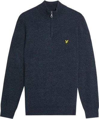 Lyle & Scott Mid Knits Lambswool Blend Quarter Zip Jumper - Heren - Coltruien - Blauw - S - Wol - Truien & Vesten
