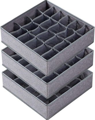 OEM Juego De 3 Organizadores De Cajones Para Calcetines Y Ropa Interior, 24 Compartimentos, Organizador De Armario Plegable De Tela, Ideal Para Guardar Ca
