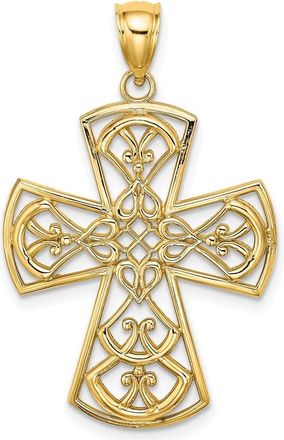 Diamond2Deal 10k Yellow Gold Filigree Cross Charm