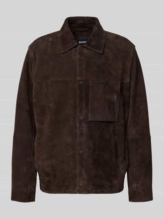 HUGO BOSS Regular Fit Lederjacke aus echtem Ziegenleder Modell C-MOLOT in Mittelbraun, Gr&ouml;&szlig;e 48