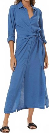 Young Fabulous & Broke Catarina Wrap Shirt Dress In Lake Solid