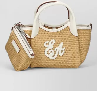 Emporio Armani small straw tote bag