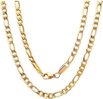 Steeltime Mens 18k Gold Plated Figaro Chain Necklace at Nordstrom Rack, Size 24