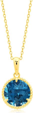 MAX + STONE 14k Yellow or White Gold Roped Halo 8mm Round Gemstone Pendant Necklace