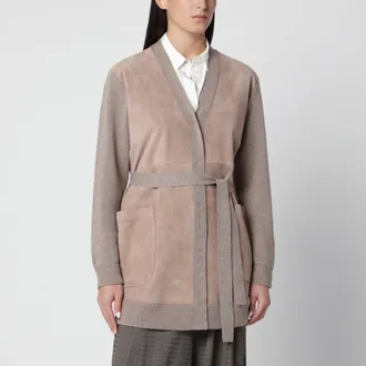 Max Mara Cardigan beige m&eacute;lange in lana e cashmere