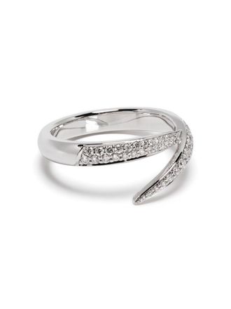 Shaun Leane 18kt witgouden Single Interlock ring met diamant - Zilver