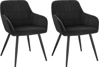 Woltu Woltu - 2x Sillas De Comedor Nordicas Estilo Vintage Juego De 2 Silla De Cocina Silla Tapizada Con Reposabrazos Tapizadas En Terciopelo Estructura De 