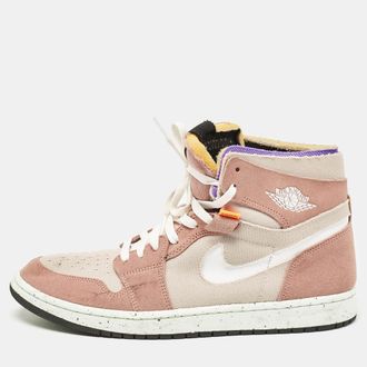 Air Jordan s Beige/white Leather And Canvas Jordan 1 Mid Tan Gum Sneakers