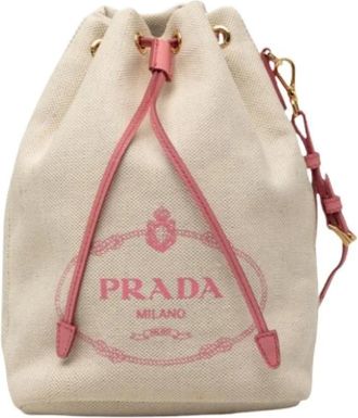 Prada Pre-owned Canvas Bucket Pouch - Pre-owned - Mujer - Beige - ONE SIZE