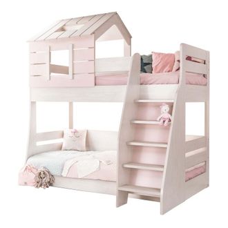 Muemue Letto A Castello Casetta Scala Destra Truciolato Rosa 90/100x200cm