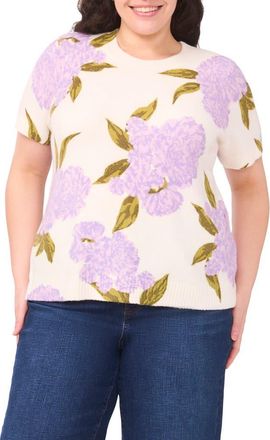 CeCe by Cynthia Steffe Hydrangea Short Sleeve Sweater in Orchid Petal at Nordstrom, Size 1 X