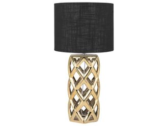 Beliani L&aacute;mpara de mesa cer&aacute;mica dorado