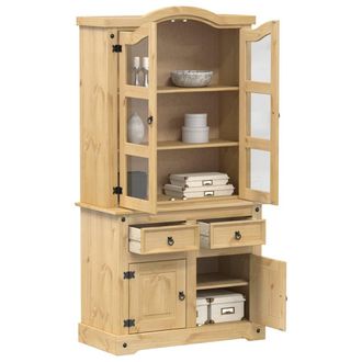 vidaXL Vidaxl - Armario Con Vitrina Corona Madera Maciza Pino 100x48,5x179 Cm