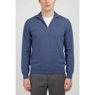 Brunello Cucinelli Blue Wool Zip Sweater, Brand Size 60 (US Size 50)