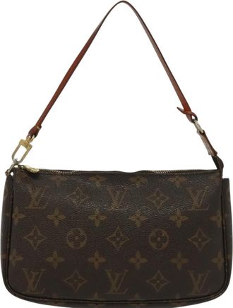 Louis Vuitton Pochette Accessoire Brown Canvas Clutch Bag (Pre-Owned)