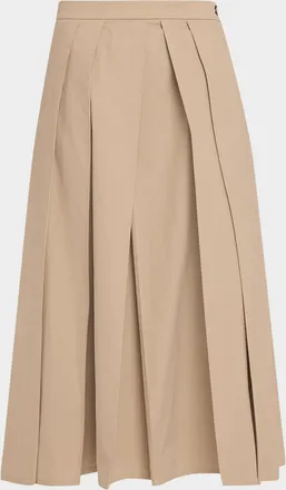 Emporio Armani Eagle Club Poplin Pleated Midi Skirt