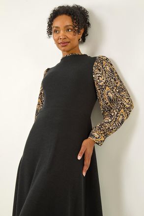 Roman Contrast Frill Stretch Dress