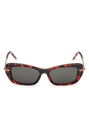 Christian Louboutin 53mm Butterfly Sunglasses in Red Havana /Gold /Zeiss at Nordstrom