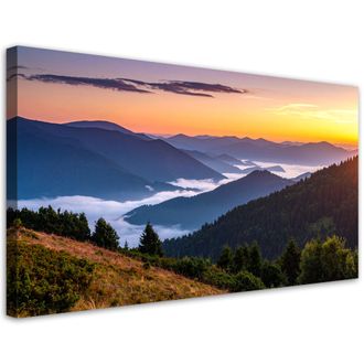 Feeby Cuadro En Lienzo, Bosque Monta&ntilde;as En La Niebla Paisaje, 120x60