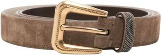 Brunello Cucinelli Su&egrave;de Riem met Monili Detail - Dames - Accessoires - Bruin - Maat: S Su&egrave;de
