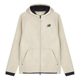 New Balance Logo Sportswear Tech Fleece Windrunner Jacket Asia Sizing Cream White Black AMJ21178-AL