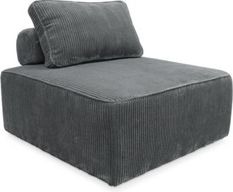 Sweeek M&oacute;dulo para sof&aacute; modular de pana, 1 plaza, gris oscuro