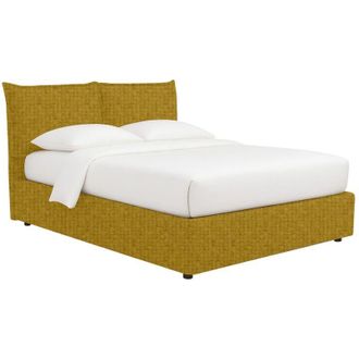 Dmora Letto Matrimoniale Wetherby, Sfoderabile, Contenitore Made in Italy, Giallo Ocra