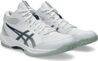 Asics Hallenschuh ASICS GEL-TASK MT 4, Herren, Gr. 46,5, weiss (wei&szlig;, tranquil teal), Synthetik, Schuhe Hallenschuh, f&uuml;r Hallensport