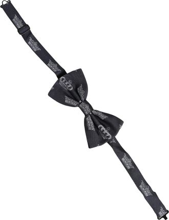 Dolce & Gabbana Silk Crown-Embroidered Bow Tie - Black