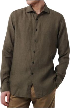 Xacus Linnen Overhemd Tailor Fit Knoopsluiting - Heren - Casual Overhemden - Groen - M - Linnen - Overhemden