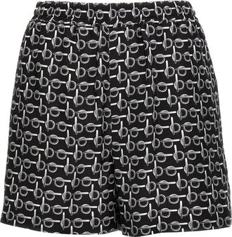 Burberry Printed Silk Shorts - Dames - Bermuda - Zwart - 2XS - Korte Broeken