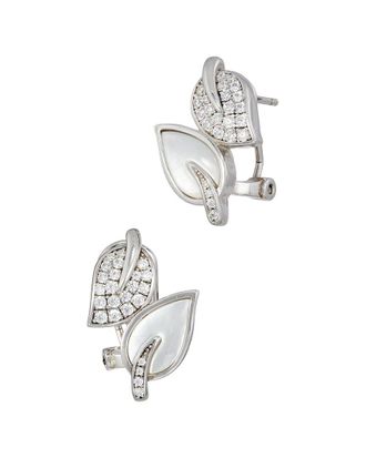 Savvy Cie Jewels Silver Pearl Cz Drop Earrings