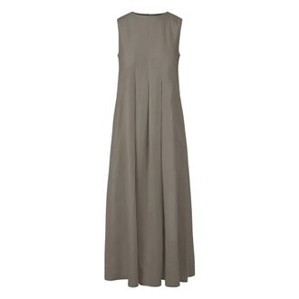 Bomboogie Maxi Dresses, female, Gray, Size: XS Pleated Lyocell Dress