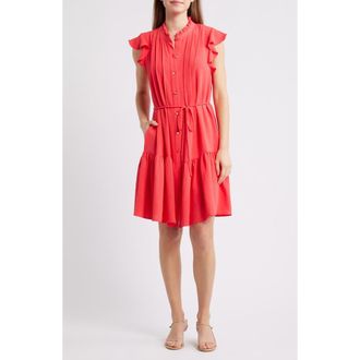 Julia Jordan Flutter Sleeve Shirtdress in Coral at Nordstrom Rack, Size X-Small