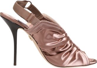 Dolce & Gabbana Bronzen Satijnen Gerimpelde Slingback Sandalen Schoenen