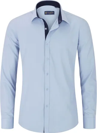 TruClothing Blue Button Down Cuff Long Sleeve Shirt