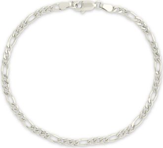Sterling Forever Figaro Chain Bracelet in Silver at Nordstrom, Size Medium
