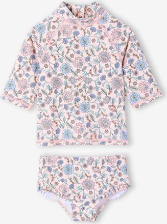 Vertbaudet M&auml;dchen Strand-Set: UV-Badeshirt & Badehose mit R&uuml;schen rosa nude