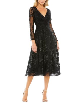 Mac Duggal Embellished Floral Long Sleeve Dress
