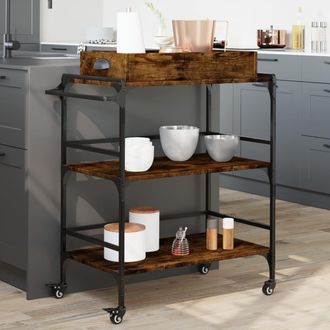 vidaXL Vidaxl - Carrito Cocina Madera Ingenier&iacute;a Roble Ahumado 81,5x41x92,5 Cm