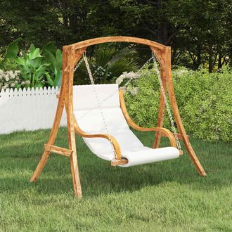 vidaXL Silla Columpio Sin Estructura Con Coj&iacute;n Madera Curvada Vidaxl