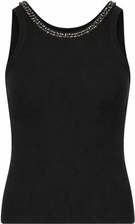John Richmond Mouwtjesloze top met versierde halslijn - Dames - Tops zonder mouwen - Zwart - XS - Tops