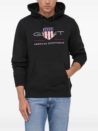 GANT shield-logo hoodie - men - Polyester/Cotton - M - Black