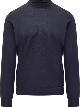 FILIPPO DE LAURENTIIS Lichtgewicht Merino Crewneck - Heren - Ronde hals truien - Blauw - 4XL - Wol - Truien & Vesten