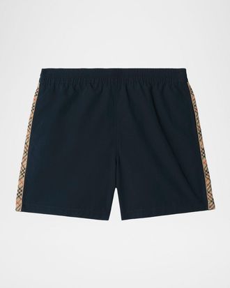Burberry Men & apos;s Nylon Check-Trim Swim Trunks