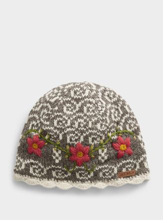 Alma Womens Floral embroidery Tuque Hat