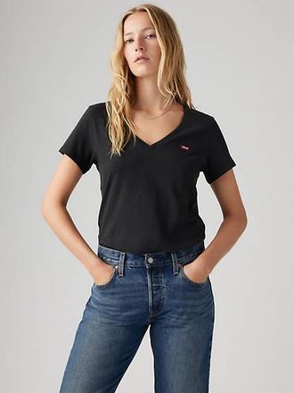 Levi's Perfect Slub V Neck Tee - Womens - 2XL - Black